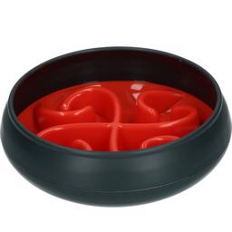 Ät Slow Tumble Feeder Dog Bowl Modell Röd